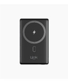 Linktech WP15 5000 mAh Hızlı Şarj Mıknatıslı Işıklı Dijital Göstergeli Type C Kablosuz Powerbank Siyah