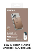 Momax Q.Mag 20000 mAh Hızlı Şarj Mıknatıslı USB Kablosuz Powerbank Kahverengi