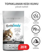 Benty Sandy Topaklanan İnce Taneli Bentonit Kedi Kumu 20 lt