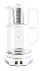 Homend 1758H Konuşan Otomatik Cam Demlikli 1800 W Cam Beyaz Çay Makinesi