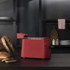 Alessi Plisse 2 Dilim Kırıntı Tepsili 925 W Kırmızı Retro Mini Ekmek Kızartma Makinesi