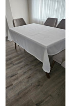 Zesa Home Gardenya Keten 160x320 cm Dertsiz Dikdörtgen Masa Örtüsü Krem