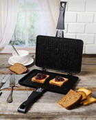 Oms 3773 4 Dilim Döküm Çıkartılabilir Plaka Tek Yönlü Siyah Izgaralı Tost Makinesi