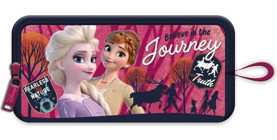 Frocx 41183 Lacivert - Pembe Baskılı Kumaş Bölmeli Çift Gözlü Frozen Dikdörtgen Cüzdan Kalemlik