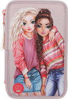Top Model Çok Renkli Baskılı Kumaş Bölmeli 3 Gözlü Best Friends Dikdörtgen Cüzdan Kalemlik