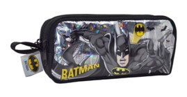 Piano 2033 Siyah Baskılı Kumaş - Pvc Bölmeli Çift Gözlü Batman Dikdörtgen Cüzdan Kalemlik