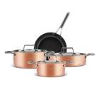Karaca Copper 7 Parça Cam Çelik Döküm Tencere Seti ve Tava Seti