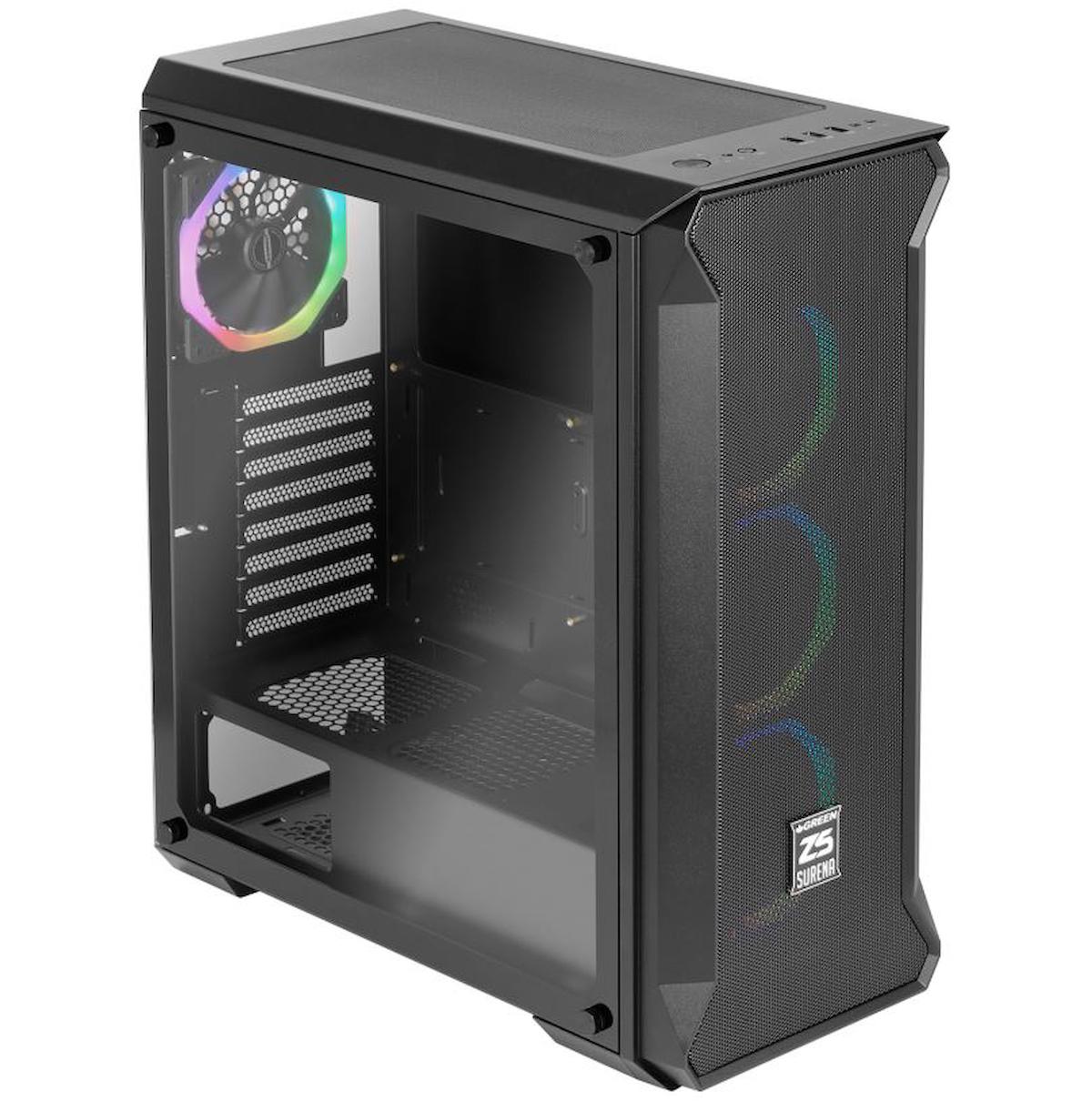 Green Z5 Surena RGB Sıvı Soğutmalı 4 Fanlı Siyah ATX Oyuncu Bilgisayar Kasası