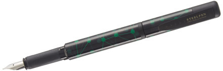 Steelpen Paslanmaz Çelik M Uç Siyah Yeşil Dolma Kalem