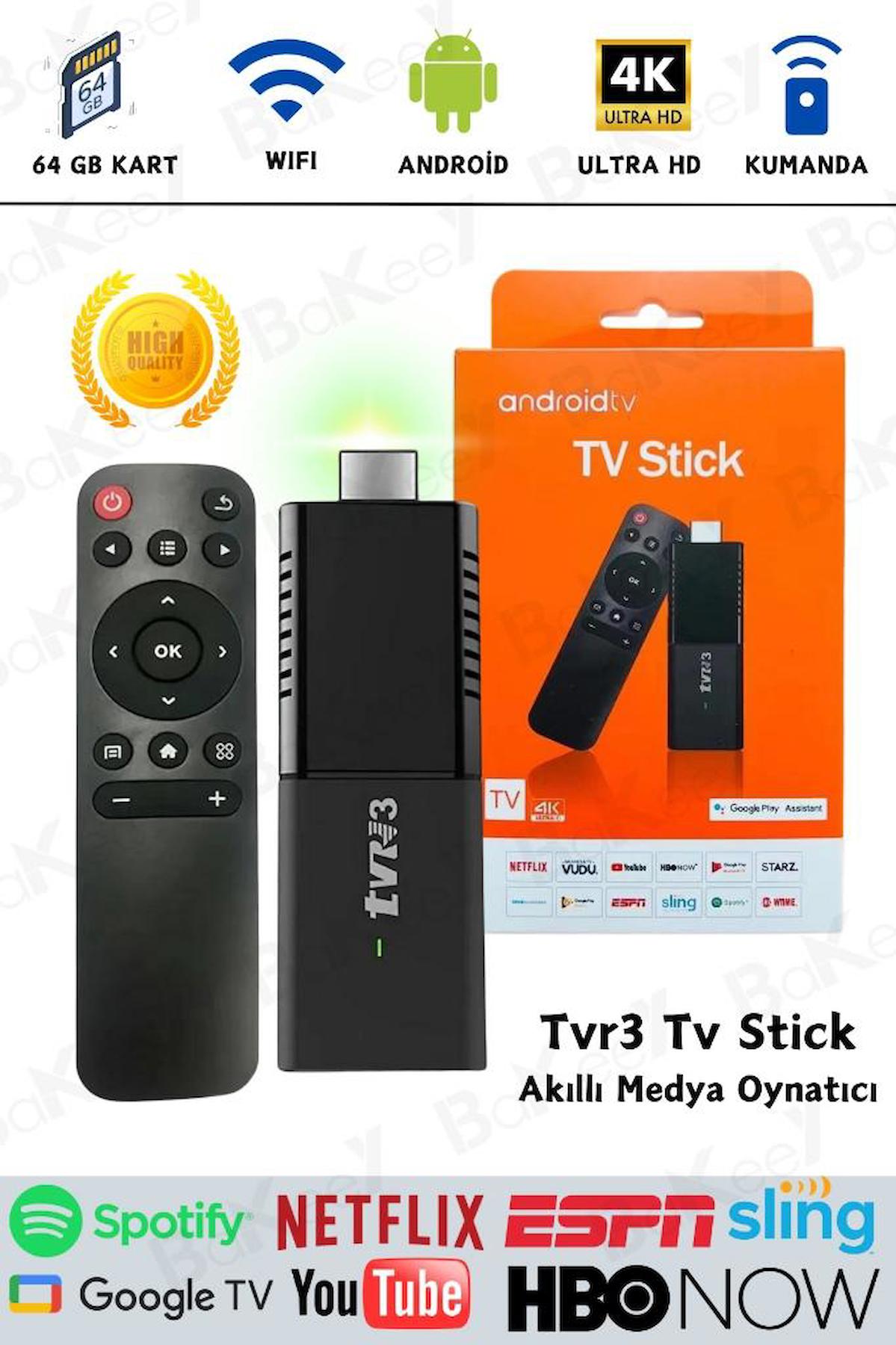 Mx Box TVR3 8 GB Kapasiteli 2 GB Ram Wifi 4K Android TV Stick