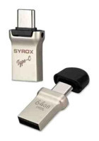 Syrox UTC64 Çift Taraflı USB 2.0 Type C 64 GB Flash Bellek Gümüş