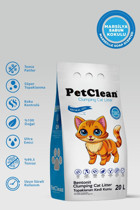 Pet Clean Marsilya Sabunu Kokulu Topaklanan İnce Taneli Bentonit Kedi Kumu 20 lt