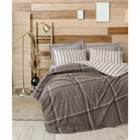 Cotton Box Warm Flanel Pamuk-Polyester 4 Mevsim 160 x 220 cm Desenli Çarşaflı Çift Kişilik Nevresim Takımı Caldo Kahve