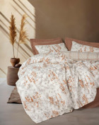 Cotton Box Pikesiz Pamuklu 4 Mevsim 200 x 220 cm Desenli Çarşaflı Çift Kişilik Nevresim Takımı Lamina Tarçın