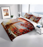 Monohome Eiffel Pamuk-Saten 4 Mevsim 200 x 220 cm 3D Desenli Çarşaflı Çift Kişilik Nevresim Takımı Çok Renkli