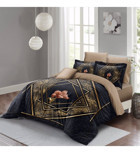 Monohome Lalezar Pamuk-Saten 4 Mevsim 200 x 220 cm 3D Desenli Çarşaflı Çift Kişilik Nevresim Takımı Kahverengi