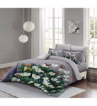 Monohome Çiçekli Bahar Pamuk-Saten 4 Mevsim 200 x 220 cm 3D Desenli Çarşaflı Çift Kişilik Nevresim Takımı Gri