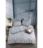 Tabu Home Takım Ranforce 4 Mevsim 200 x 220 cm Desenli Çarşaflı Çift Kişilik Nevresim Takımı Gri