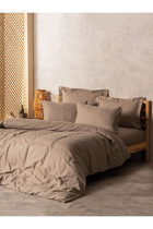 Cotton Box Plaid Ranforce Pamuk 160x220 cm Çarşaflı Tek Kişilik Nevresim Takımı Kahverengi