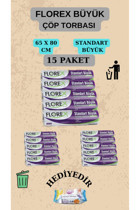 Florex Büyük Boy 65x80 cm Çöp Poşeti 10x15 Adet Siyah