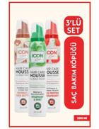 Icon Care Coconut & Shea Butter Saç Köpüğü 200 ml + Icon Care Rosemary & Mint Saç Köpüğü 200 ml + Icon Care Milk Protein & Raspberry Saç Köpüğü 200 ml
