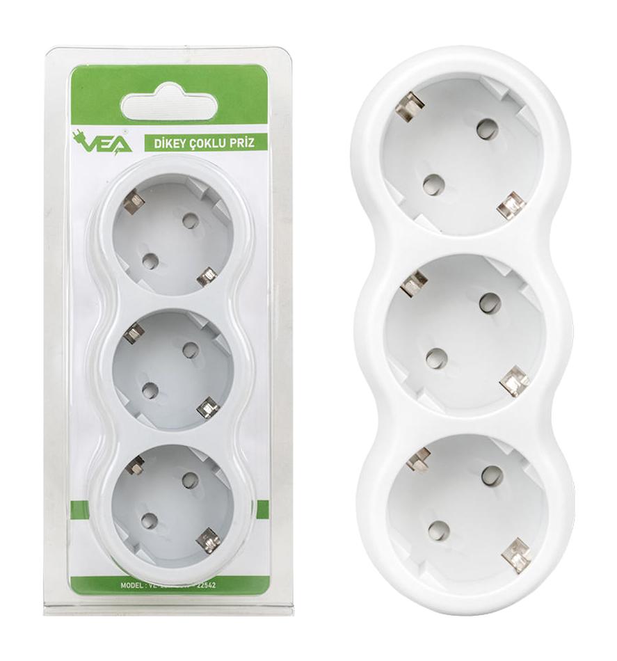 Vea VE-2211-3GW A CLASS Çerçevesiz Sıva Üstü Üçlü Priz Beyaz