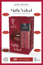 Pinky London Matte Velvet Plumwine 201 Kalıcı Likit Fırçalı Ruj