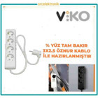 Viko Multi Let Anahtarlı Akım Korumalı 4'lü 28 m Grup Priz Beyaz