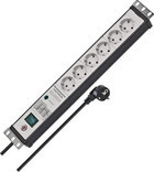 Brennenstuhl H05VV-F 3680 W Kalın Topraklı Anahtarlı Akım Korumalı 6'lı 3 m Uzatma Kablosu Gri