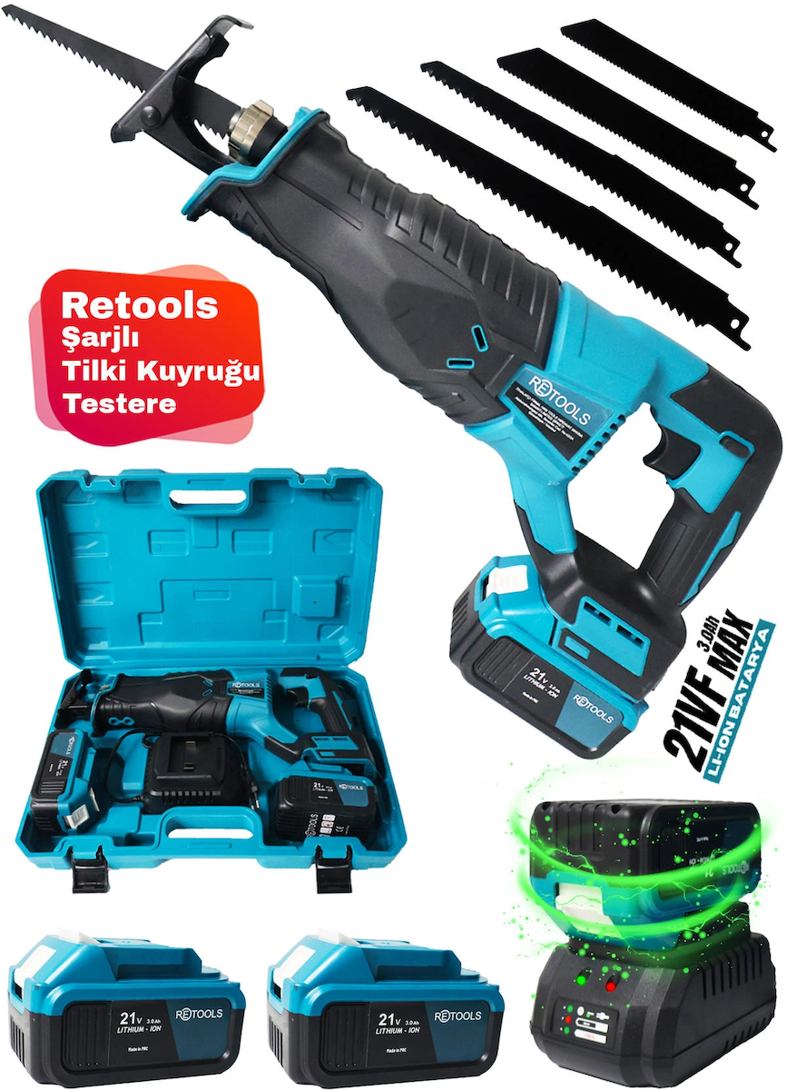 Retools Aküsüz Kablosuz 21 W Şarjlı Tilki Kuyruğu Testere