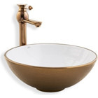 Lena E-5005R Dekoratif Tekli 50 cm Porselen Tezgah Üstü Oval Lavabo Beyaz