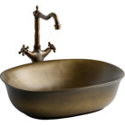Turkuaz Seramik EH-4600BR Vintage Tekli 40 cm Porselen Tezgah Üstü Yuvarlak Lavabo Bronz