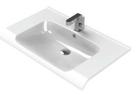 Turkuaz Seramik Cerastyle Anova Dekoratif Tekli 80 cm Seramik Tezgah Üstü Dikdörtgen Lavabo Beyaz