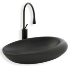 Lena E-7027 Dekoratif Tekli 57 cm Porselen Tezgah Üstü Oval Lavabo Gri