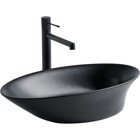 Turkuaz Seramik EH-4610MS Dekoratif Tekli 46 cm Porselen Tezgah Üstü Oval Lavabo Siyah