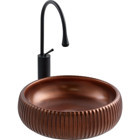 Turkuaz Seramik E-4161X Dekoratif Tekli 41 cm Porselen Tezgah Üstü Yuvarlak Lavabo Beyaz