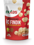 Nutas Çifte Kavrulmuş Tuzsuz Organik Glutensiz Tane İçi Fındık 80 gr