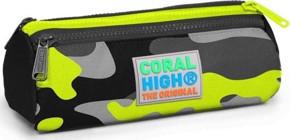 Coral High 22331 Yeşil Düz Bez 3 Gözlü Kalemlik