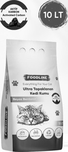 Foodline Topaklanan İnce Taneli Aktif Karbonlu Bentonit Kedi Kumu 10 lt