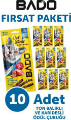 Bado Sticks Ton Balıklı Yetişkin Kedi Ödül Maması 150 gr