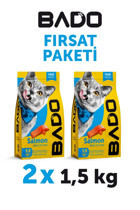 Bado Salmon Somonlu Tahıllı Yetişkin Kuru Kedi Maması 2x1.5 kg