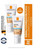 La Roche-Posay Anthelios Uvmune 400 Tinted Renkli 50+ Faktör Hassas Ciltler İçin Leke Karşıtı Nemlendirici Yaşlanma Karşıtı Mineral Filtreli Yağsız Suya Dayanıklı Yüz Güneş Kremi 2x50 ml