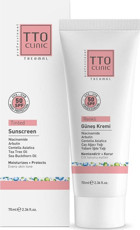 TTO Clinic Renkli 50+ Faktör Akneli Ciltler-Hassas Ciltler-Vitiligo Ciltler İçin Leke Karşıtı Nemlendirici Ton Eşitleyici Yağsız Suya Dayanıklı Güneş Kremi 70 ml