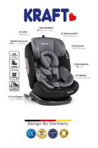 Kraft Top-Tether Isofixli-Emniyet Kemerli 360 Derece Dönen 0-36 kg Yatabilen Yükseklik Ayarlı Çift Yönlü Oto Koltuğu Gri