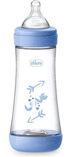Chicco Perfect5 Love Polipropilen Gaz Yapmayan 0-4 Ay Desenli Mavi Biberon 300 ml