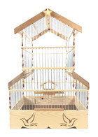 Naturbird Norveç Çatılı Altıgen Metal Kanarya Kafesi Kahverengi