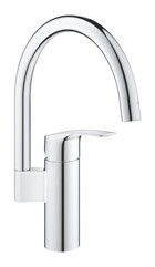 Grohe Tek Kumandalı Kuğu Çift Girişli Aç Kapa Eviye Bataryası Gümüş