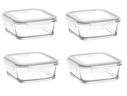 Lav Kilitli Kare Cam-Plastik Saklama Kabı 4x1.15 lt