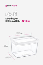 Smartware Skali Dikdörtgen Plastik Saklama Kabı 6x1.21 lt Beyaz