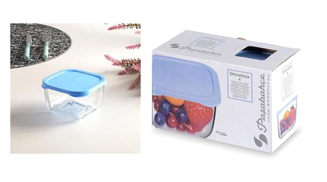 Paşabahçe Kare Cam-Plastik Saklama Kabı 4x275 ml